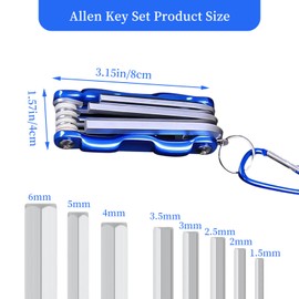 PEAPIN 1PC Folding Allen Key Set (1.5–6.0mm 8 Sizes), Compact Alan Keys Sets, Hex Wrench Tool, Portable Allen Keys for Bike & DIY