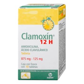 Clamoxin 12h Tabletas 875 Mg/125 Mg, 10 Tabletas