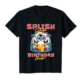 Splish Splash 4th Birthday Bash Penguin Beach Pool Party T-Shirt for Kids