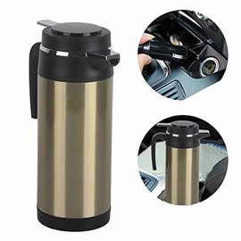 EVGATSAUTO Electric In-car Kettle, 1000ML 12V/24V Stainless Steel Electric In-car Kettle Travel Thermoses Heating Water Bottle (24V)