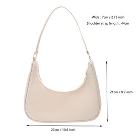LQSCJS Y2k Shoulder Bag, Women's Handbag, Shoulder Bag, 90s Shoulder Bag, Vintage Handbag for Women, Dating, Travel, Party, Shopping, Beige- 4