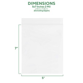 GPI Case of 1000 5" X 7" Clear Plastic Reclosable Zip Bags - Bulk 2 Mil Thick Strong & Durable Poly Baggies with Resealable Zipper Top Lock & Write-on White Block, for Storage, Packaging & Shipping