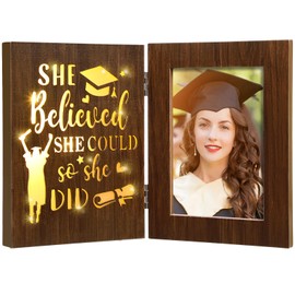 Yalikop Lighted Graduation Picture Frame Foldable Grad Photo Frame Inspirational Class of 2025 Graduation Gifts for Him Her Middle High School College Graduates, Fit 4 x 6 Inch Photos(Motivational)