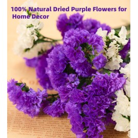 Dried Sea Lavender Flowers Bouquet - Natural Purple & White Statice Flowers with Stems (2000+ Preserved Bouquet) for Vase, Wedding Decor, Home Centerpieces, DIY Arrangements, Bulk Dried Flowers