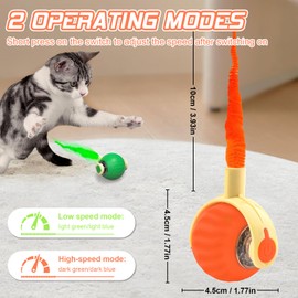 2Pcs Chewy Viral Rolling Ball | Rolling Ball for Cats, Smart Interactive Cat Toy Self Rolling Ball, Electric Ball Toy for Cats, Interactive Cat Toy Ball, 360° Rolling Small Cats Puppy Ball (Red+Green)