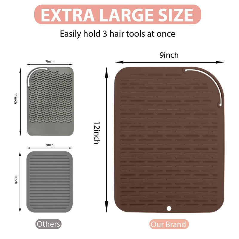 Arsmonjeal Large Silicone Heat Resistant Mat, Portable Travel Hot Tools