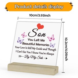 Son Memorial Remembrance Gift Thinking of Son Gift Bereavement Presents for Woman Man Sign Decor Sympathy Presents for Loss Funeral Condolence Sign for Loss Sympathy Acrylic Plaque with Stand