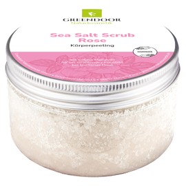 Greendoor Body peeling Sea Salt Scrub Rose, Sea-Salt peeling without Plastic & no preservatives, 280g with firming Almond oil, Body Scrub