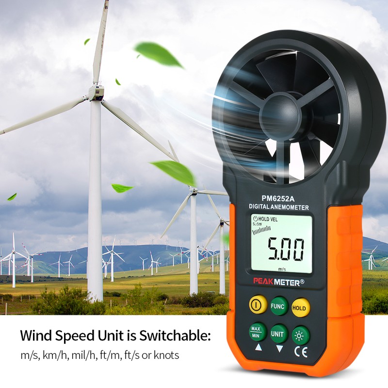 PEAKMETER Handheld Anemometer Portable Wind Speed Meter CFM Meter Wind