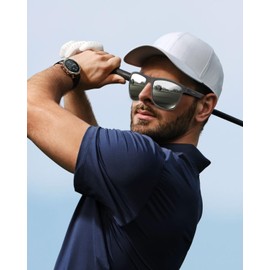 Nirvjour Polarized Sunglasses for Men Lightweight UV Protection Sun Glasses for Driving Fishing Golf, Dark Gray Frame / Silver Mirrored Lens