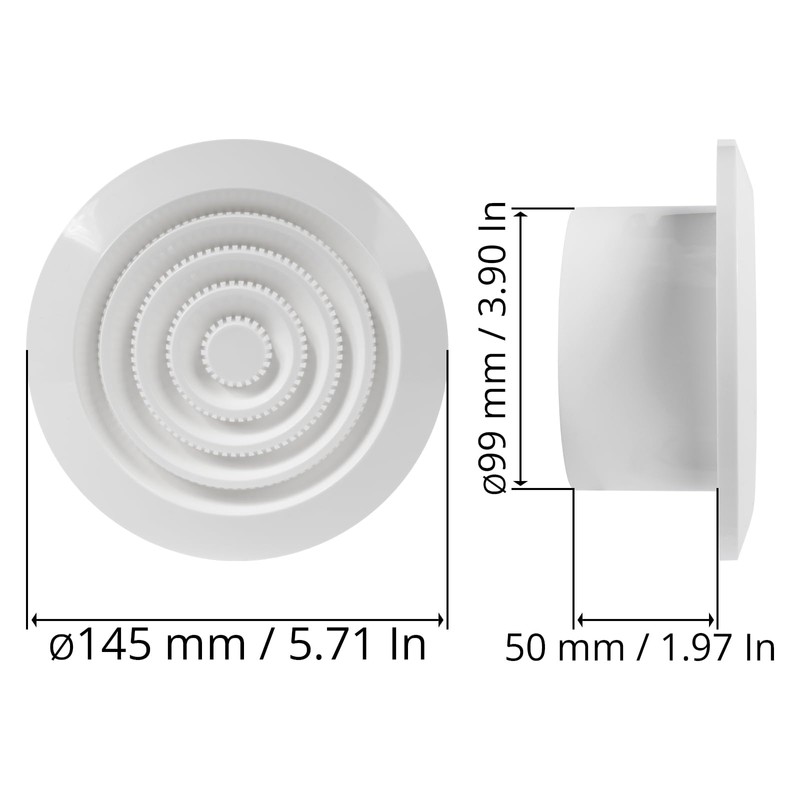 4'' Inch / 100 mm White Plastic Ceiling Vent Cover