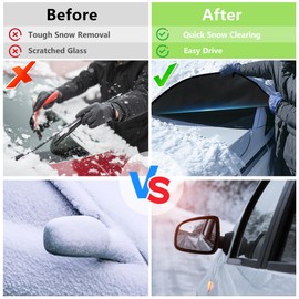KXQ Car Windshield Cover for Ice and Snow, Enhanced-600D Oxford Fabric Windshield Snow Covers, Windshield Cover for Snow Fits Most Large SUVs, Pickup Truck (71 x 47.5 Inch)