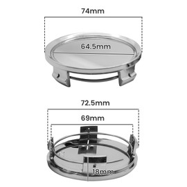 GisWell Set of 4 Silver Hub Caps (Silver) T75 Wheel Hub Caps 75 mm, Wheel Hub Cover Compatible with Mercedes, Includes Screwdriver and 4 Green Valve Caps