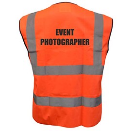 Orange Hi Vis vest EVENT PHOTOGRAPHER Vest Waistcoat Safety Vest XX-Large