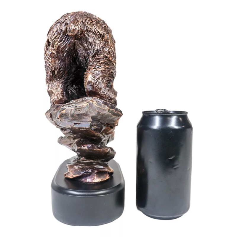 Wildlife Large Grizzly Bear Going Down Hill Bronze Electroplated Resin