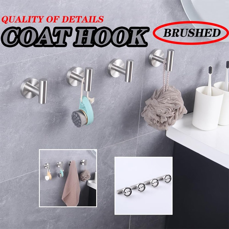 GERZWY Bath Towel Hook SUS 304 Stainless Steel Coat/Robe Clothes