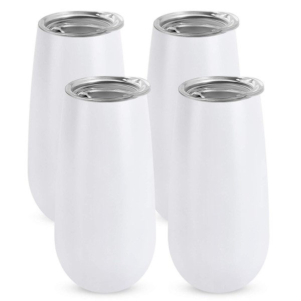 Lifecapido Paquete de 4 vasos de champaña sin tallo con