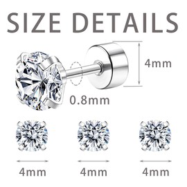 Mochity 3 Pairs of Earrings Gold Sliver Black, Zirconia Stud Earrings, Hypoallergenic Earrings Set for Men and Women, Cartilage Stud Earrings, 316L Stainless Steel Stud Earrings, 3/4/5 mm, Stainless