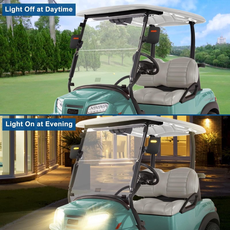 Golf Cart Side Mirrors with Turn Signal Light Golf Cart