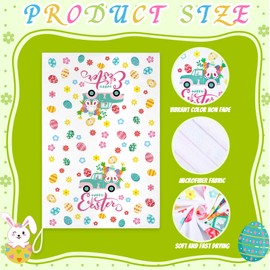 Ganeen 6 Pcs Easter Kitchen Towels Colorful Easter Dish Towels Spring Bunny Egg Truck Tea Towels Easter Dish Cloths Seasonal Home Decoration for Hand Drying Holiday Bar Farmhouse, 18 x 28''
