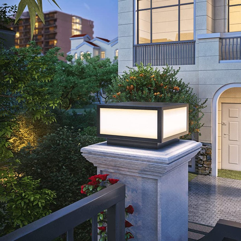AILICIN Pillar Lamp Post Light, Tempered Glass Shade，Fence Deck Cap