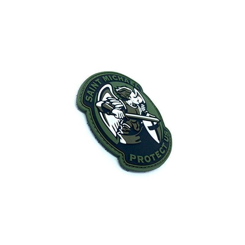 St Michael Protect Us Crusader Green PVC Airsoft Patch