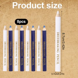 Sinbana 8pcs Fabric Pencil Marker for Sewing, 4 Blue & 4 White Water Soluble Fabric Pencil Tailors Dressmakers Chalk Cloth Pen Sewing Accessories Dressmaking Supplies for Quilting & Clothing DIY Craft