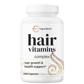 Micro Ingredients Hair Growth Vitamins for Women & Men, 240 Capsules | 14-in-1 Formula with Biotin, Collagen, Keratin, Saw Palmetto & More | Thicker, Fuller, Nourishes Thinning & Loss Hair Support