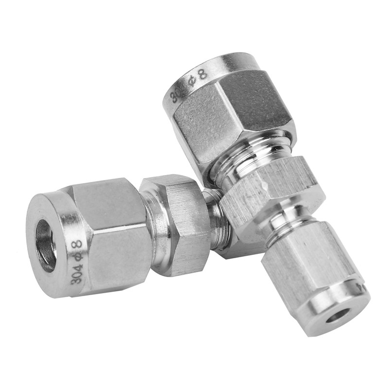 4Pcs Compression Tube Fitting Stainless Steel DoubleFerrule Converter Adapter(Ф4/Ф8 )