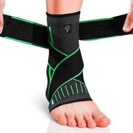 NEO X-PRO Adjustable Ankle Brace - Ankle Brace for Men & Women - Foot Brace Can Be Worn Right & Left - Stabilisation & Protection for Pain, Ligament Tear & Everyday Use (Green, S)