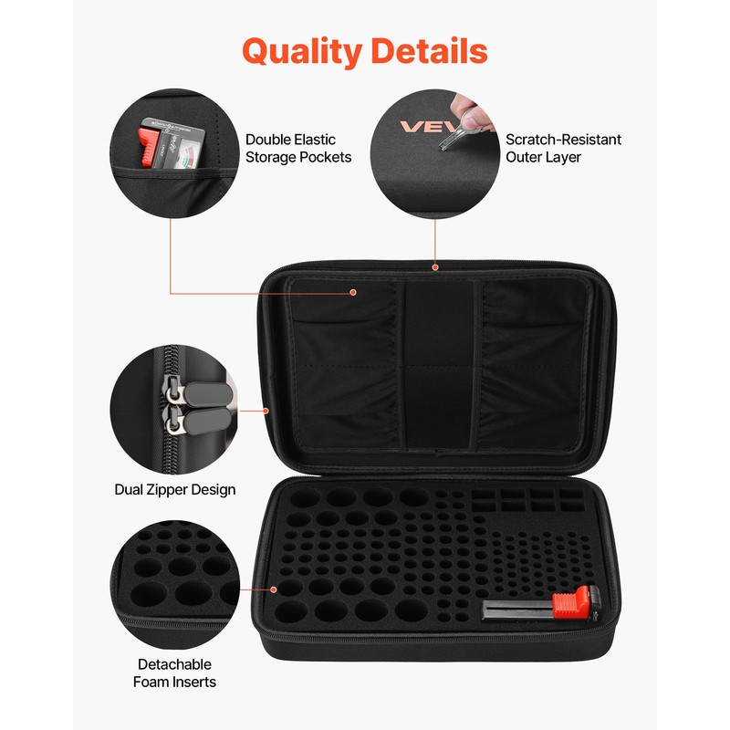 VEVOR Battery Organizer Storage Box, Battery Case Bag with Tester