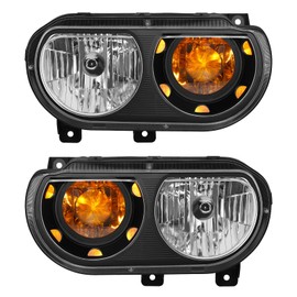 ELH Headlight Assembly Fit for 2008-2014 Dodge Challenger (Black/Amber)