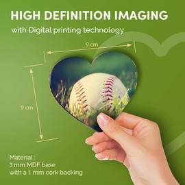 Destination Vinyl ltd Great Coasters (Set of 4) Heart - Baseball Field America Ball Game Drink Glossy Coasters/Tabletop Protection for Any Table Type #14201