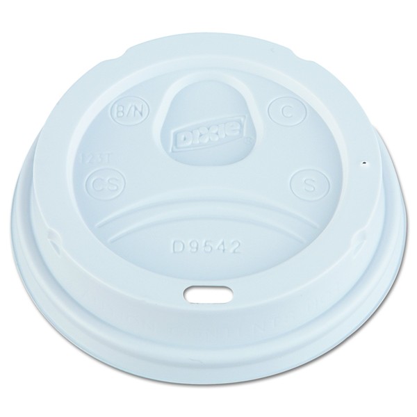 Dixie 10 oz. to 16 oz. Dome Hot Coffee Cup Lids by GP PRO (Georgia-Pacific), White, D9542, 1,000 Count (100 Lids Per Sleeve, 10 Sleeves Per Case)