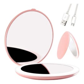 Espejo De Maquillaje Led Bolsillo Portátil Recargable 1x/10x