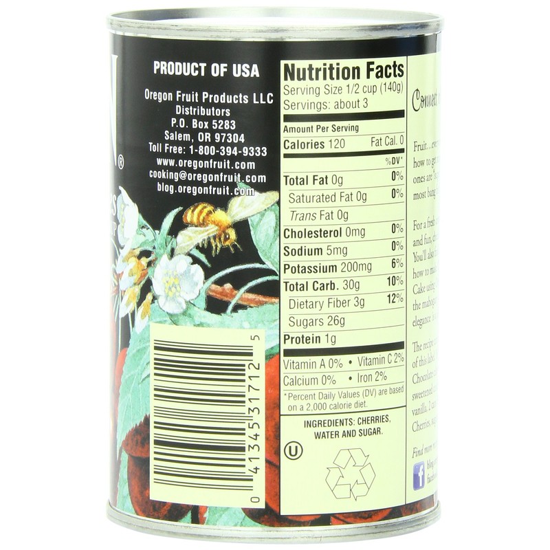 Oregon Fruit Products Dark Sweet Cherries in Heavy Syrup, 15