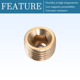 QUARKZMAN 1/4 Inch G Male Thread Brass Pipe Fittings x 4 Pieces Hex Counter Plug Adapter Connector Coupling for Industry, Gold