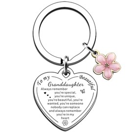 AMZQ To My Granddaughter Keyring Inspirational Granddaughter Birthday Gifts Granddaughter Jewelry for Graduation Christmas Gifts from Grandad Grandfather Nanny Grandma