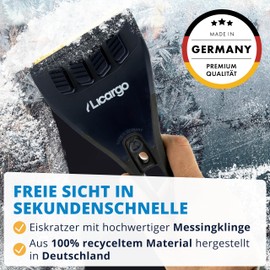 LICARGO® Eiskratzer mit Messingklinge [Made in Germany] - Ice Breaker aus 100% recyceltem Kunststoff - Eiskratzer Auto Messing, Scheibenkratzer Auto, Eiskratzer Messing, Eiskratzer Auto Messingklinge