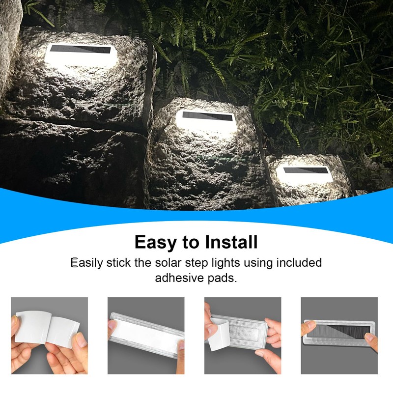 Lacasa Solar Driveway Lights 8 Pack, White LED Outdoor Deck