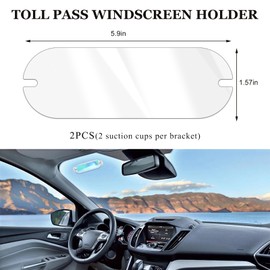 SHMZK 2PCS EZ Pass Holder, Transponder Ezpass Holder with Strong Suction Cups, Universal Windshield Mount Ezpass Strip Transponder Holder for All Major Toll Passes, Car Accessories