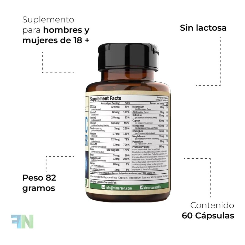 Potenciador Cerebral Nootrópico Vimerson Health 60caps