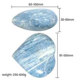 Nupuyai 3.58"-3.94" Natural Blue Celestite Heart Stone, Polished Worry Palm Stone for Anxiety Relief, Reiki Healing Crystal Meditation & Positive Energy Feng Shui Decor for Home Office, 250g-600g