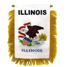 Wholesale lot 12 State of Illinois Mini Flag 4"x6" Window Banner w/suction cup