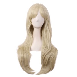 MapofBeauty 28 Inch/70 cm Women Side Bangs Long Curly Hair Cosplay Synthetic Wig (Blonde)