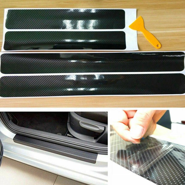 SHENKENUO Car Interior Accessories Door Sill Scuff Cover Carbon Fiber