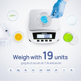 LACHOI Lab Analytical Balance 5000g×0.01g Analytical Balance High Precision Lab Scale 0.01g Accuracy Digital Balance Scale 0.01g Jewelry Scale Scientific Scale 0.01g Accuracy(No Test Weight)
