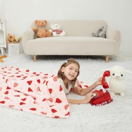 Viviland Kids Throw Blanket, Pink Strawberry Blankets for Kids, Soft Warm Lightweight Plush Throw Blanket Fleece Throw Blanket for Sofa Chair Couch Bed, for Kids, 50" x 60"