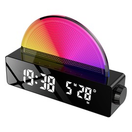 Digital Alarm Clock, Alarm Clock Light with USB Charging Function, Wake Up Light, Alarm Clock, Intelligent Light Alarm Clock, Atmosphere Light, Bedside Lamp, Colourful LED Display Control, Dimmable