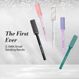 MelodySusie 50 Pcs Nail Drill Bits Small Sanding Bands with 3.1mm Mandrel Bit, 240 Extreme Fine Grit Nail File for Acrylic Nails Gel Manicures and Pedicure, Zebra